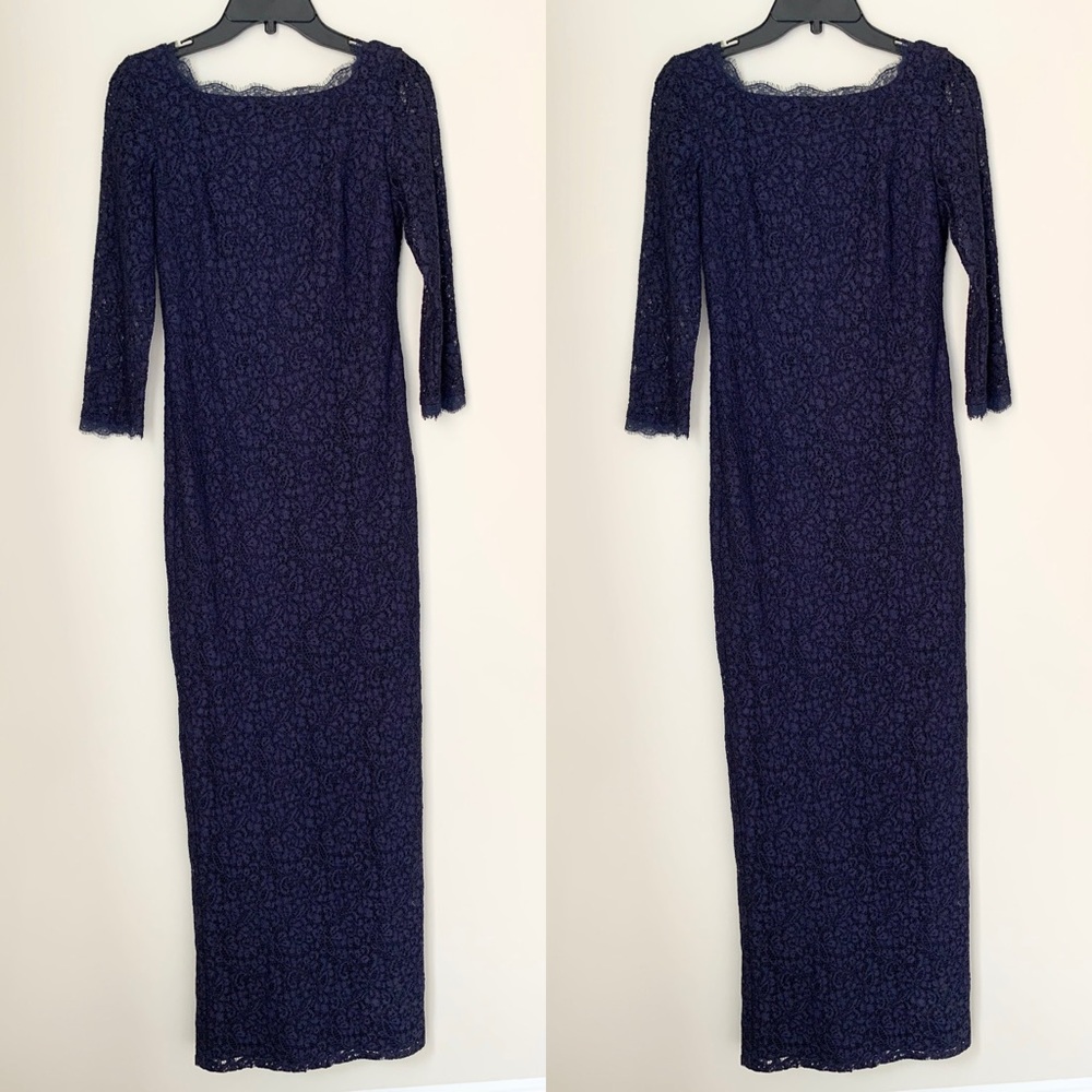 Adrianna Papell Scalloped Lace Gown Dress - Picture 6 of 7
